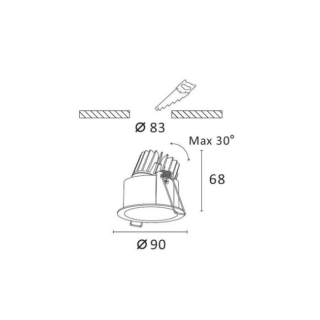 Artdelight Inbouwspot Ribs - Zwart