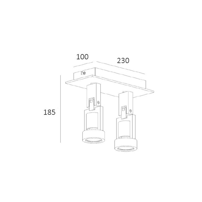 Artdelight Plafondlamp Tech 2L - Aluminium