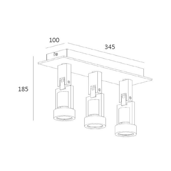 Artdelight Plafondlamp Tech 3L - Wit