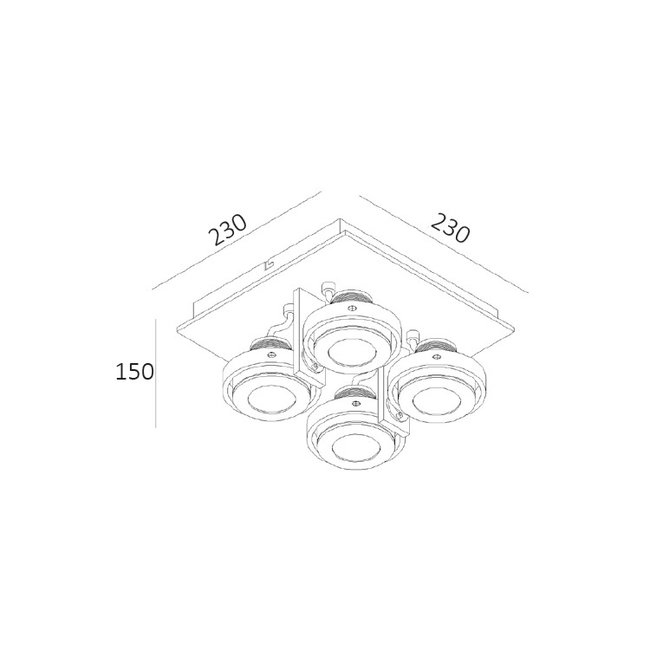 Artdelight Plafondlamp Meist 4L - Zwart