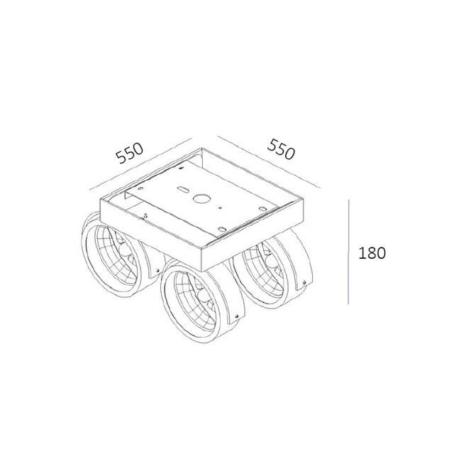 Artdelight Plafondlamp Dutchess 4L SQ - Zwart