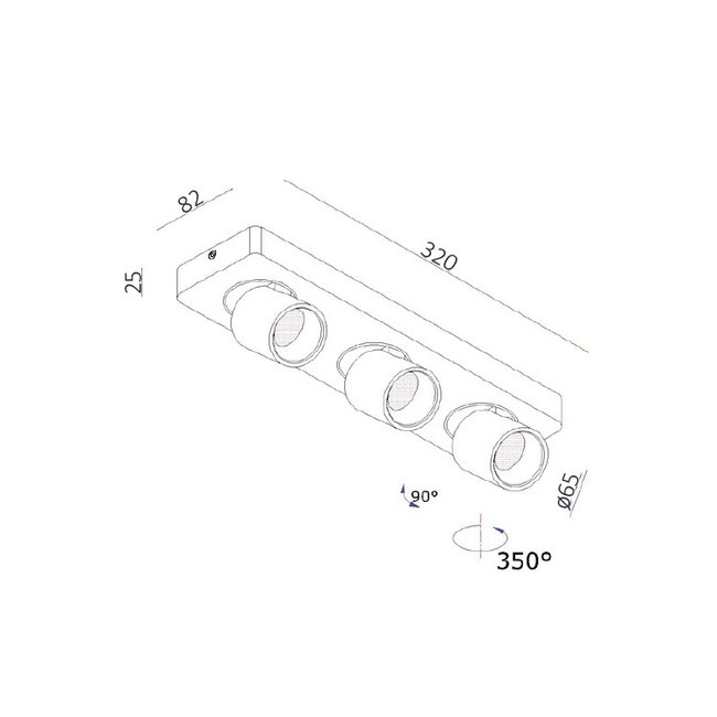 Artdelight Plafondlamp Laguna 3L - Zwart