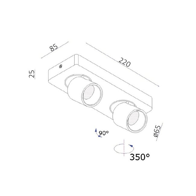 Artdelight Plafondlamp Laguna 2L - Zwart
