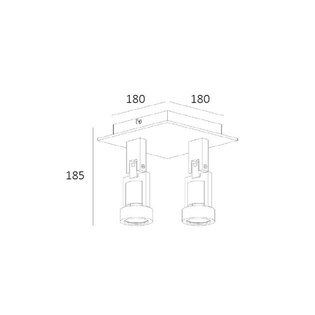 Artdelight Plafondlamp Tech 2L SQ - Zwart