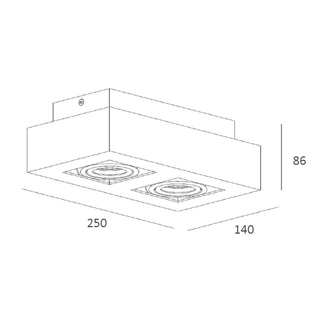 Artdelight Plafondlamp Bosco 2L - Wit/Zwart