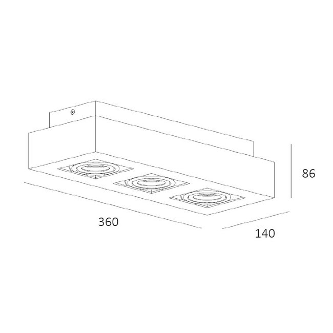 Artdelight Plafondlamp Bosco 3L - Wit/Zwart
