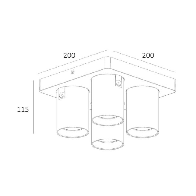 Artdelight Plafondlamp Megano 4L - Wit