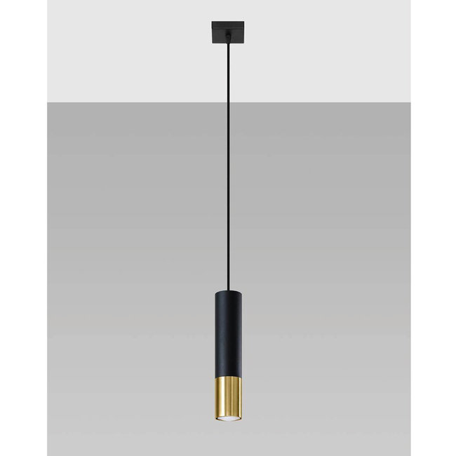 Sollux Hanglamp Loopez 1L - Zwart/Goud