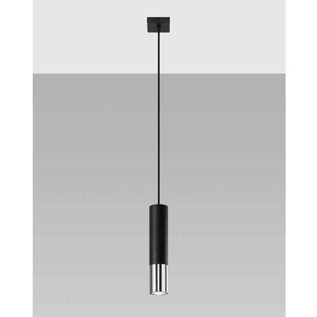 Sollux Hanglamp Loopez 1L - Zwart/Chroom