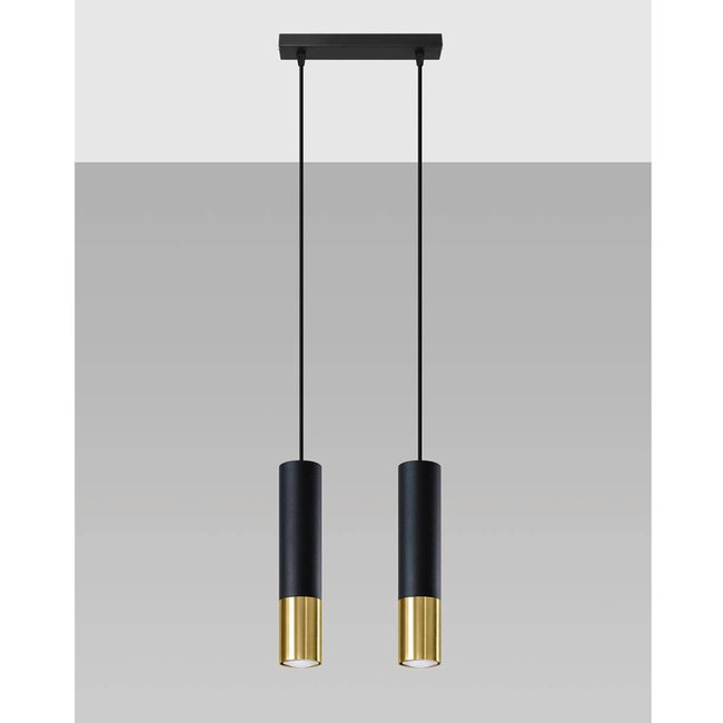 Sollux Hanglamp Loopez 2L - Zwart/Goud