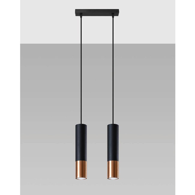 Sollux Hanglamp Loopez 2L - Zwart/Koper