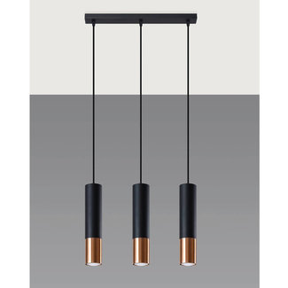 Sollux Hanglamp Loopez 3L - Zwart/Koper