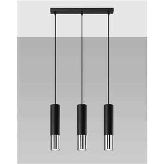 Sollux Hanglamp Loopez 3L - Zwart/Chroom