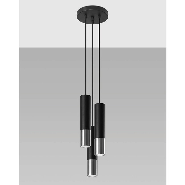 Sollux Hanglamp Loopez 3P - Zwart/Chroom