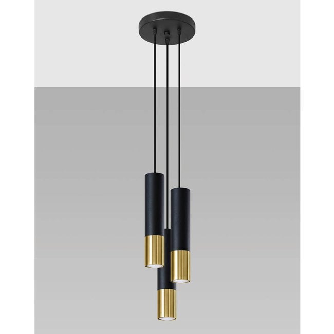 Sollux Hanglamp Loopez 3P - Zwart/Goud