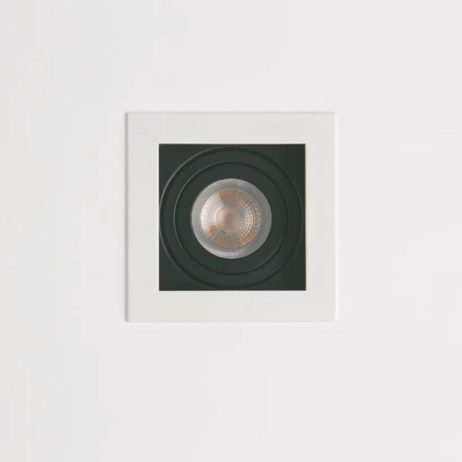 Lighting Collection Inbouwspot Grid 1L - Zwart/Wit