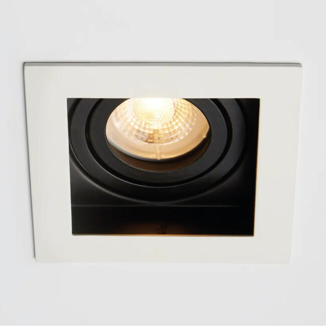 Lighting Collection Inbouwspot Grid 1L - Zwart/Wit