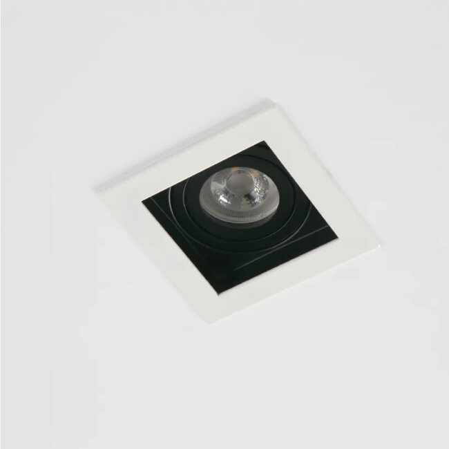 Lighting Collection Inbouwspot Grid 1L - Zwart/Wit