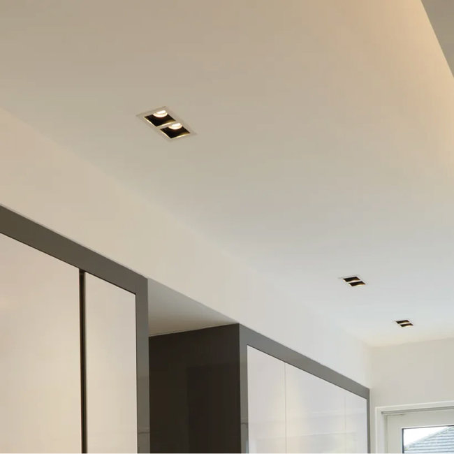 Lighting Collection Inbouwspot Grid 1L - Zwart/Wit