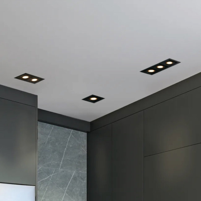 Lighting Collection Inbouwspot Grid 1L - Zwart