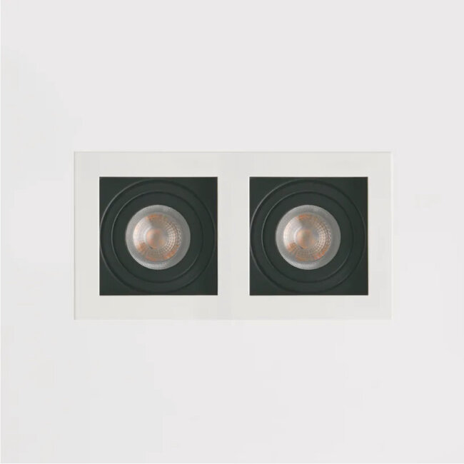 Lighting Collection Inbouwspot Grid 2L - Zwart/Wit