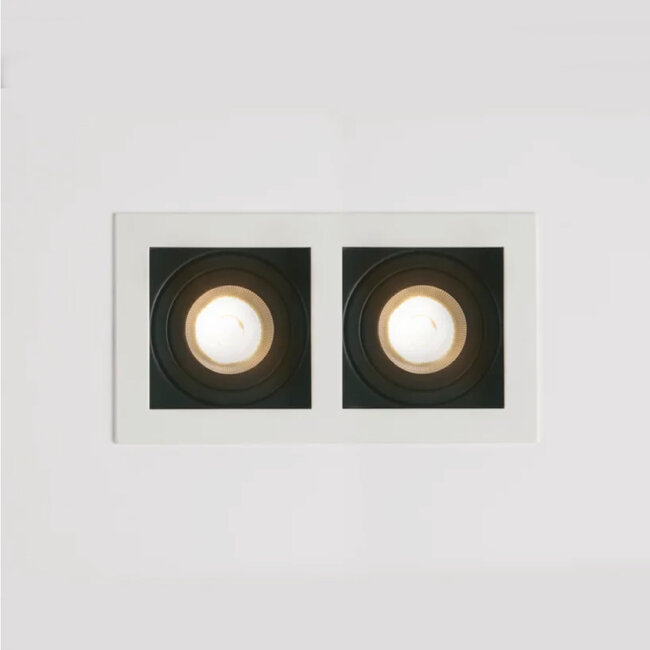 Lighting Collection Inbouwspot Grid 2L - Zwart/Wit