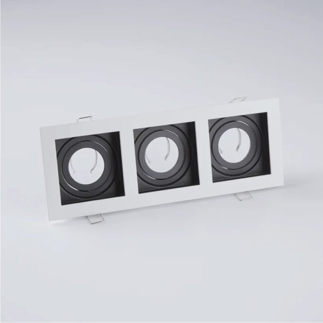 Lighting Collection Inbouwspot Grid 3L - Zwart/Wit
