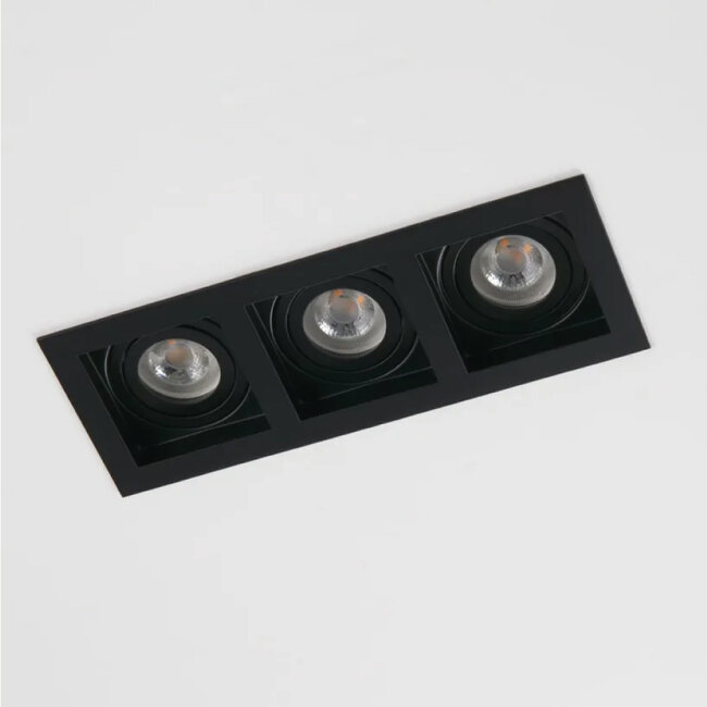 Lighting Collection Inbouwspot Grid 3L - Zwart