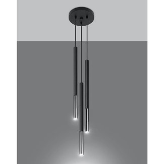 Sollux Hanglamp Mozaica 3L - Zwart/Chroom