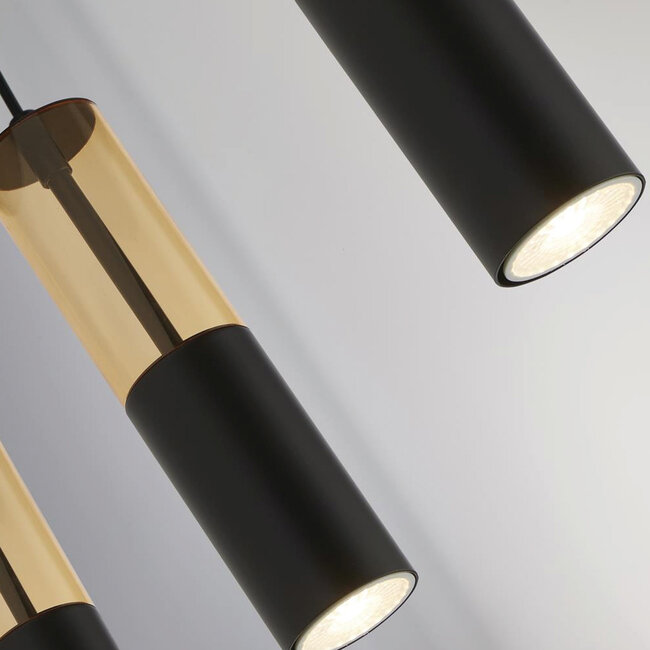 Searchlight Hanglamp Merrygold 5L - Zwart/Amber