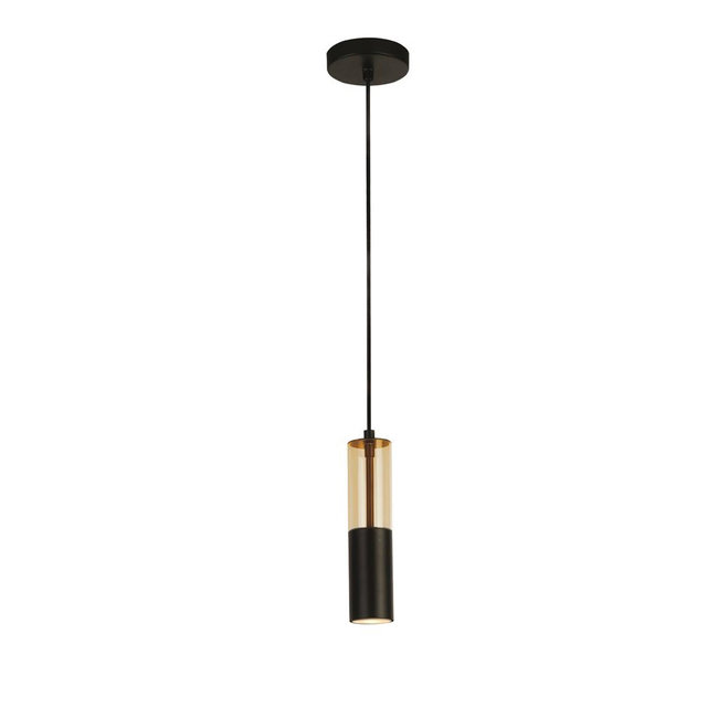 Searchlight Hanglamp Merrygold 1L - Zwart/Amber