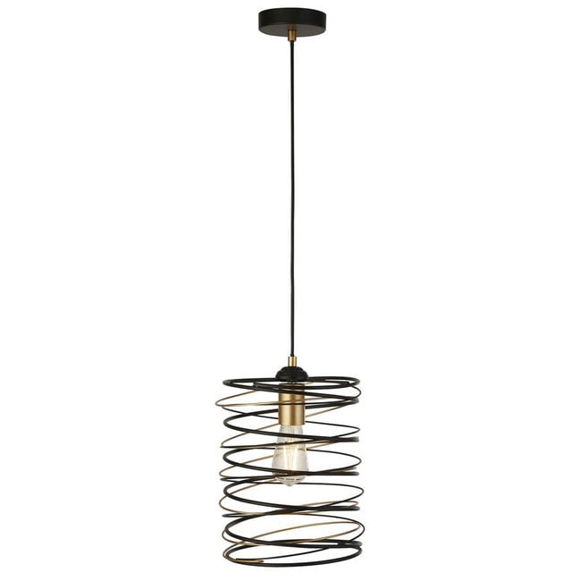 Searchlight Hanglamp Swirl 1L - Zwart/Goud