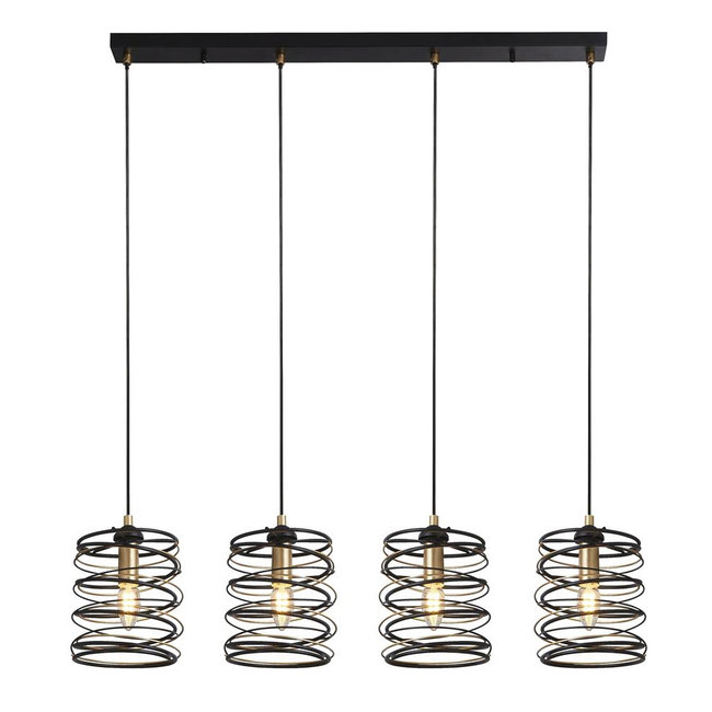 Searchlight Hanglamp Swirl 4L - Zwart/Goud