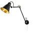 Searchlight Wandlamp Swing Arm XL - Zwart/Goud