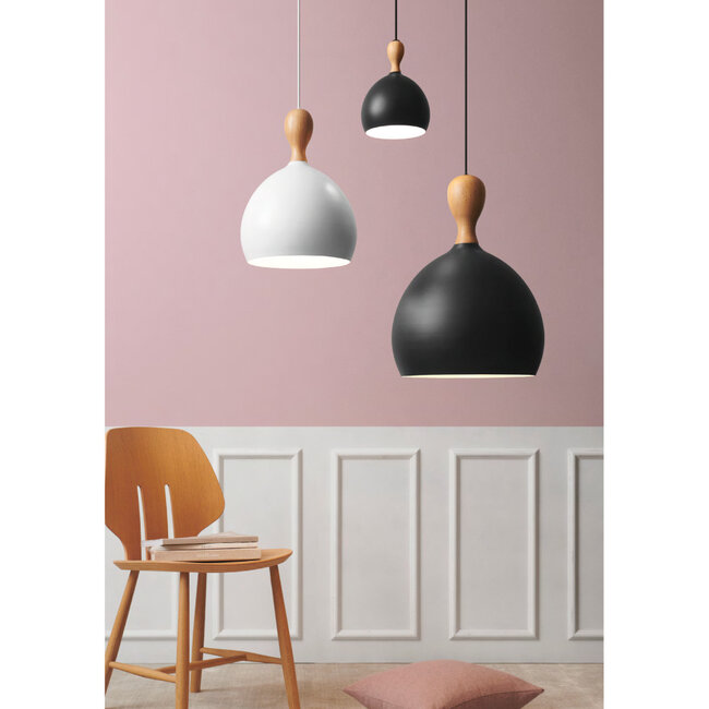 Halo Design Hanglamp Dueodde 18cm - Zwart/Hout