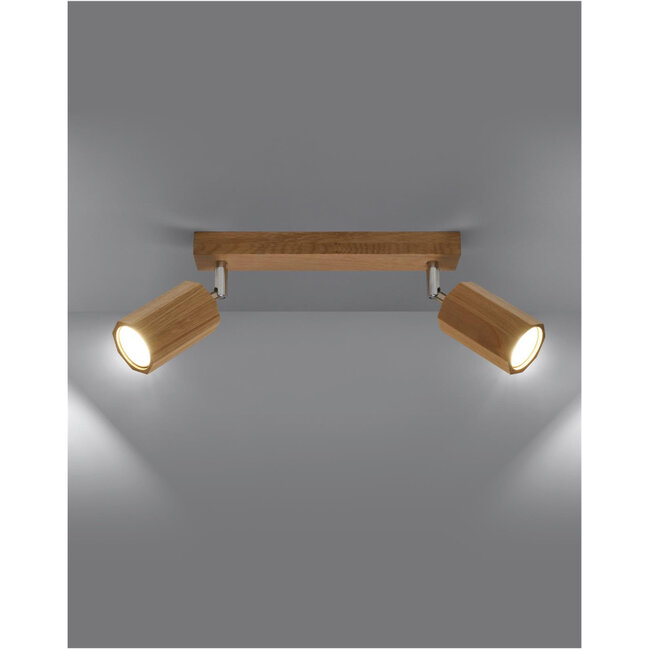 Sollux Plafondlamp Zeke 2L - Hout