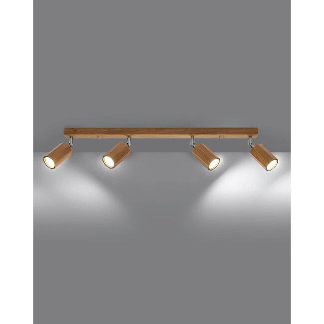 Sollux Plafondlamp Zeke 4L - Hout
