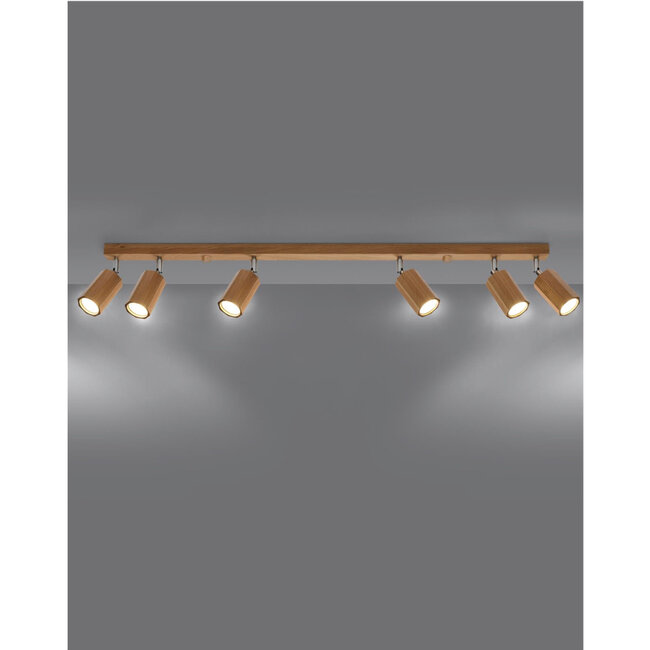 Sollux Plafondlamp Zeke 6L - Hout