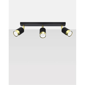 Sollux Plafondlamp Nero 3L - Zwart/Goud