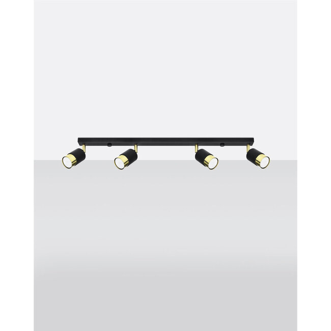 Sollux Plafondlamp Nero 4L - Zwart/Goud