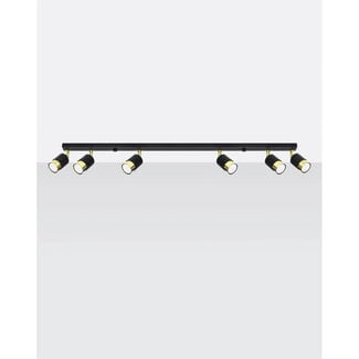 Sollux Plafondlamp Nero 6L - Zwart/Goud