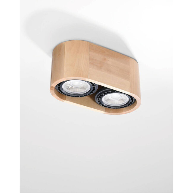 Sollux Plafondlamp Basic 2L - Hout