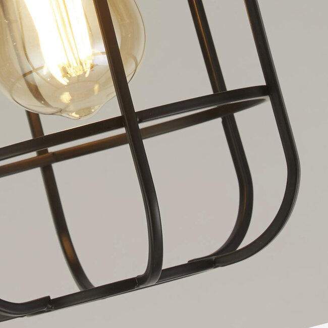 Searchlight Plafondlamp Vision 1L - Zwart/Hout