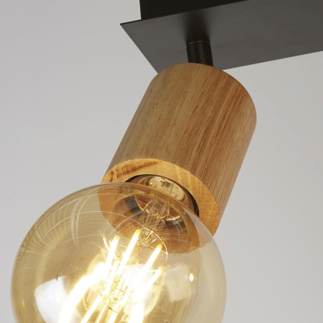 Searchlight Plafondlamp Spinny 2L - Zwart/Hout