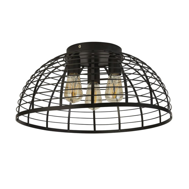 Searchlight Plafondlamp Vision 3L XL - Zwart/Hout