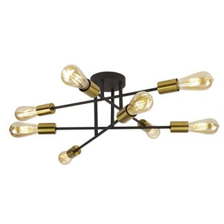 Searchlight Plafondlamp Armstrong 8L - Zwart/Goud