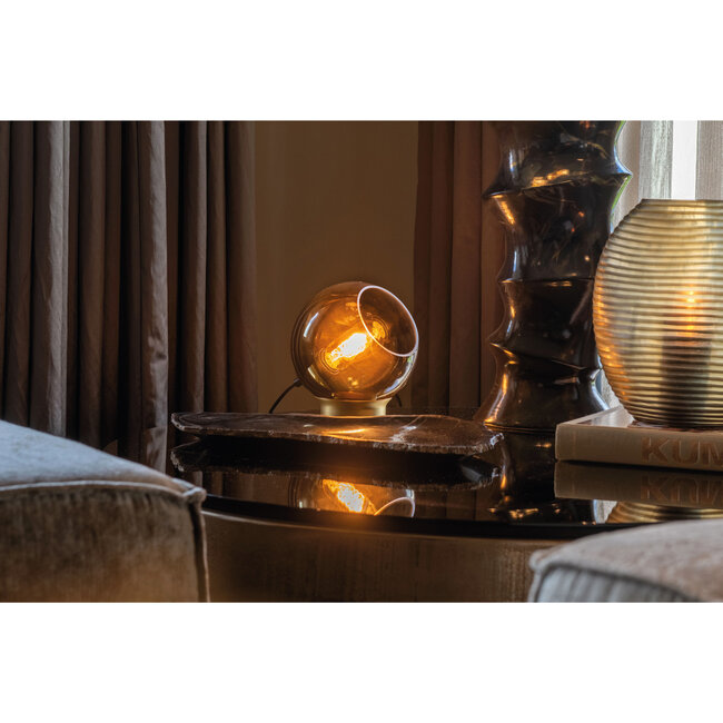 Artdelight Tafellamp Round Goud + Glas Marino