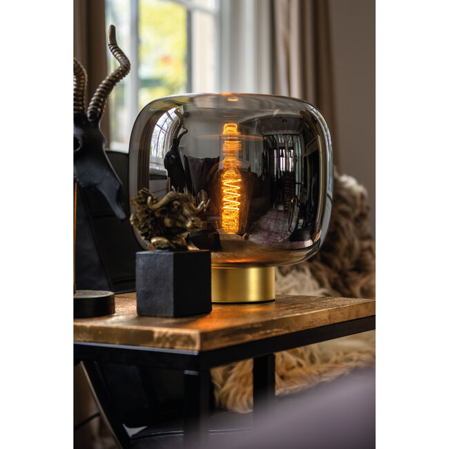 Artdelight Tafellamp Round Goud + Glas Preston