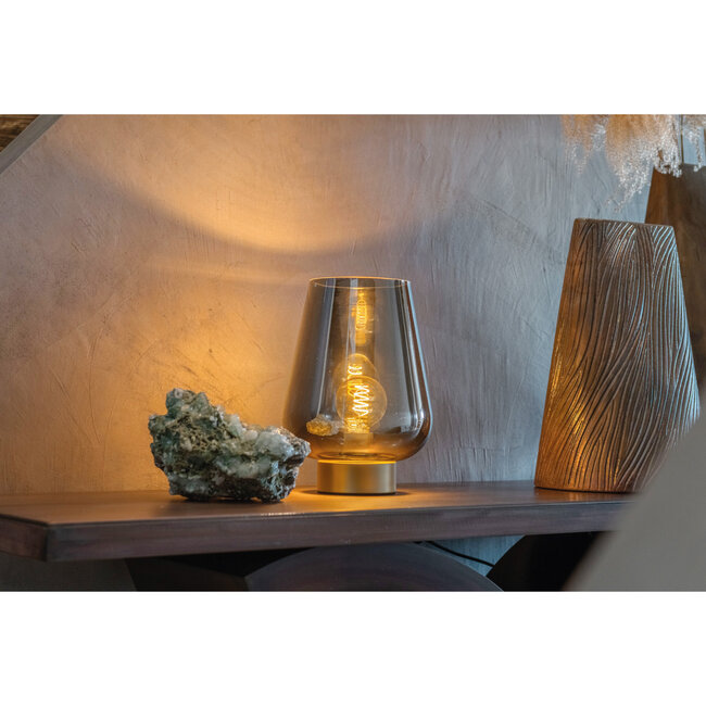 Artdelight Tafellamp Round Goud + Glas Tombo