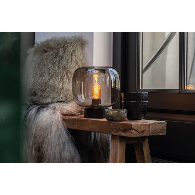 Artdelight Tafellamp Round Zwart + Glas Preston